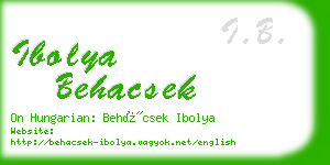 ibolya behacsek business card